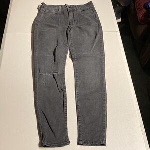 Lulus Grey Distressed Ripped Busted Knee Jeans Women's 26 Waist Neutral Straight